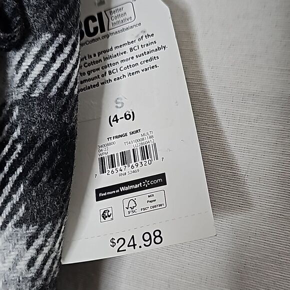 Midi Skirt Plaid Asymmetrical Black White Gray Size Small NWT - Picture 2 of 6